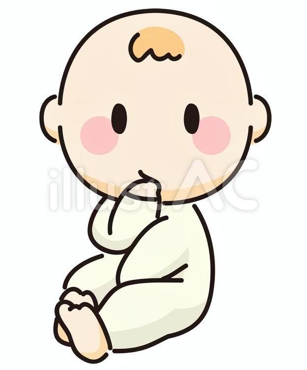 指をくわえる赤ちゃん 新生児,乳幼児,1人のイラスト素材