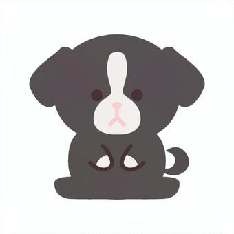お座りわんこのイラスト素材 犬,黒,愛犬,たれ耳,お座り,雑種,ペット,ペットショップ,かわいい,シンプルのイラスト素材