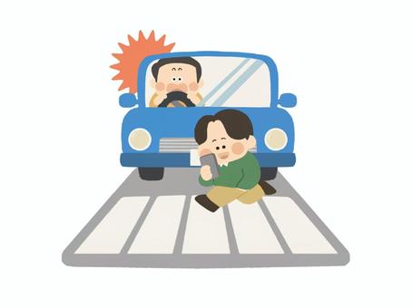 歩きスマホで横断歩道を渡る 歩きスマホ,禁止,歩きスマホ禁止,ルール,マナー,標識,スマホ,ながら,アイコン,歩きのイラスト素材