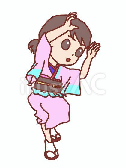 伝統的な踊りをする人,浴衣のイラスト