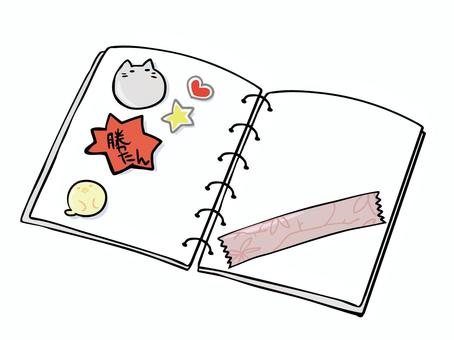 シール帳 使用中 シール帳,手帳,シール,マスキングテープ,主線あり,広告,チラシ,cm,白背景,背景透過のイラスト素材