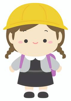 入学式の小学生の女の子 入学,入学式,女の子,子供,人物,小学生,1年生,ランドセル,春,学校行事のイラスト素材