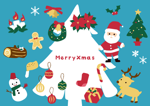 フラットデザインのクリスマス素材セット フラットデザインのクリスマス素材セット クリスマス,サンタ,サンタクロース,もみの木,ツリー,トナカイ,雪だるま,プレゼント,冬,12月のイラスト素材