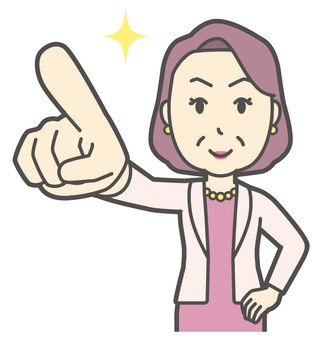  お金持ちマダム-087-バスト おばさん,指差し,中年,女性,富裕層,マダム,裕福,お金持ち,ミセス,おばちゃんのイラスト素材