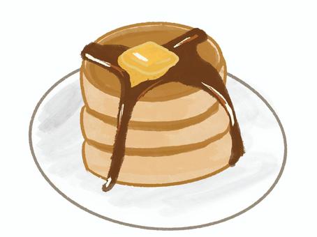 分厚いパンケーキ パンケーキ,ホットケーキ,バター,はちみつ,メイプルシロップ,スイーツ,デザート,おやつ,朝食,おいしいのイラスト素材
