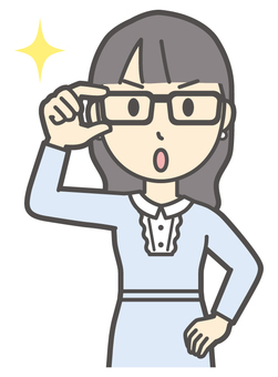  ワンピースお嬢様-505-バスト 眼鏡,お嬢様,女性のイラスト素材