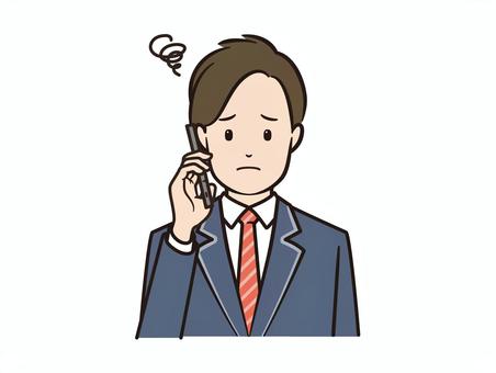 スマホ通話で困惑するブレザー男子学生 スマホ,スマートフォン,電話,通話,学生,高校生,生徒,男子学生,男子,困惑のイラスト素材