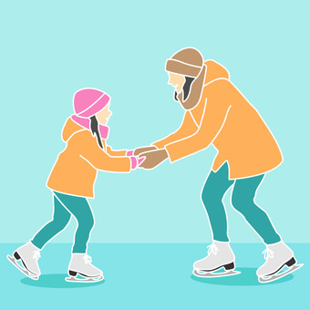 アイススケート_親子_01 アイススケート,冬,運動,親子,母親,子供,子ども,スポーツ,母,母娘のイラスト素材