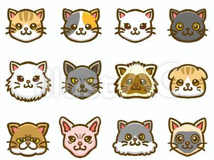 かわいい猫の顔アイコン素材セット2