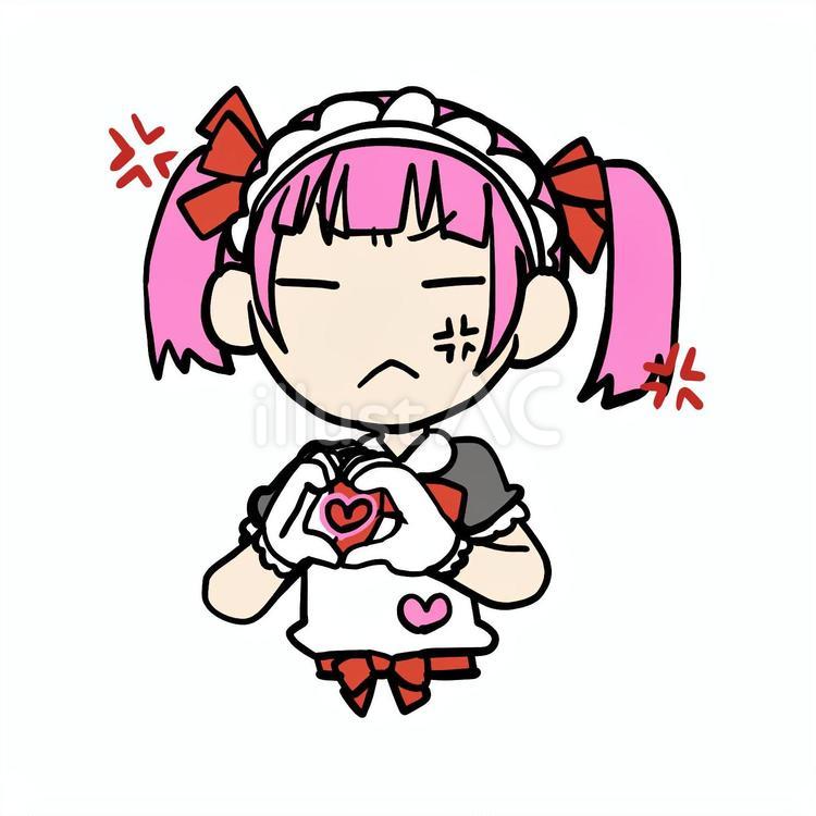 両手でハートを作る怒るメイド女子 メイド,ハート,怒るのイラスト素材