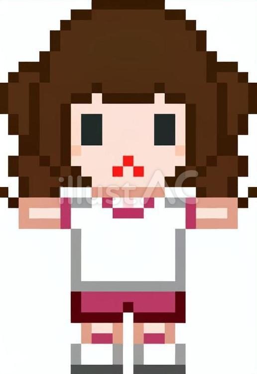 ドット絵の半袖体操着の女の子です。 ドット絵,体操着,シンプルのイラスト素材