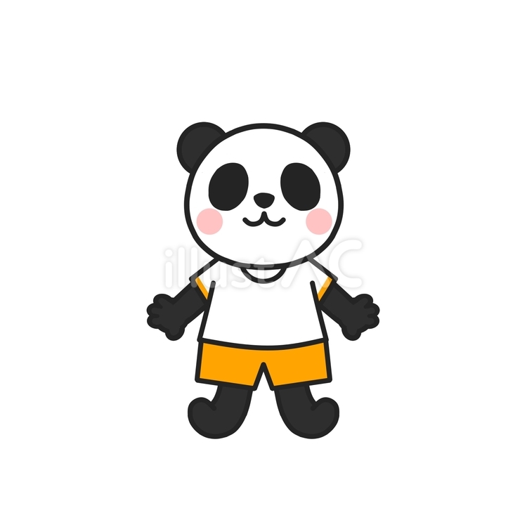オレンジ色の体操服を着たパンダ パンダ,かわいい,動物のイラスト素材