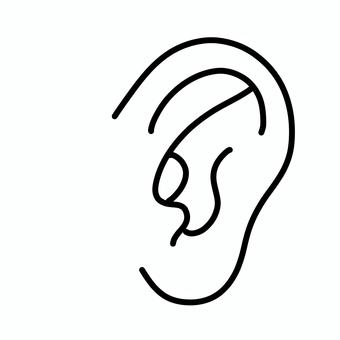 耳のイラスト 耳,左耳,人体,パーツ,モノクロ,白黒,線画,シンプルのイラスト素材