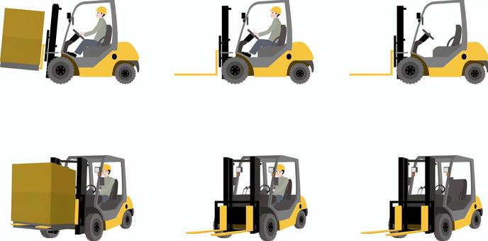 フォークリフト作業イラストセット フォークリフト,運搬車両,物流,工場内作業,カウンターフォーク,倉庫のイラスト素材