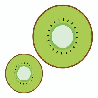 キウィフルーツのイラスト 果物,キウィ,キウイ,フルーツ,アイコン,シンプル,輪切り,断面のイラスト素材
