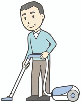 ニット中年男性-261-全身  ニット中年男性-261-全身 掃除,おじさん,男性,中年,お父さん,パパ,シニア,ミドルエイジ,人物,かわいいのイラスト素材