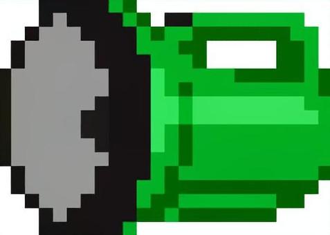 ドット絵の緑の懐中電灯です。 ドット絵,懐中電灯,シンプル,夜道,停電,探索,非常用,電池,光,暗闇のイラスト素材