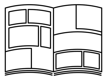 開かれたコミック・漫画のページとコマ割り 本,漫画,雑誌,コマ割り,アイコン,ページ,開く,枠,レイアウト,物語のイラスト素材