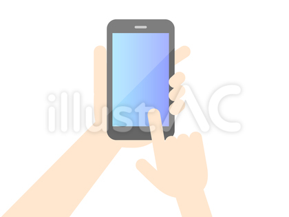 スマホを操作するデフォルメされた手