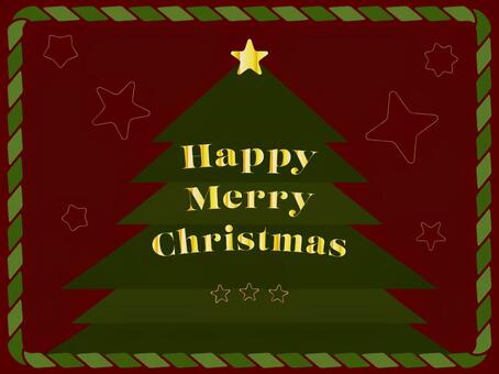 クリスマスカード風イラスト クリスマス,カード,ツリー,ロープ,フレーム,柄,星,メリークリスマス,デザイン,冬のイラスト素材
