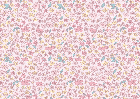 パターン背景16_小花柄_ピンク 花,小花,花柄,背景,パターン,壁紙,手描き,ピンク,フローラルパターン,総花柄のイラスト素材