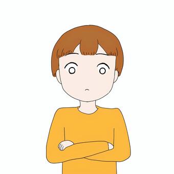 腕組をする人1 挿絵,人物,手描き,シンプル,ゆるい,アイコン,かわいい,長袖,腕組み,腕を組むのイラスト素材