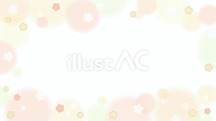 黄色のほわほわお花フレーム16：9 ほわほわ,花,梅のイラスト素材