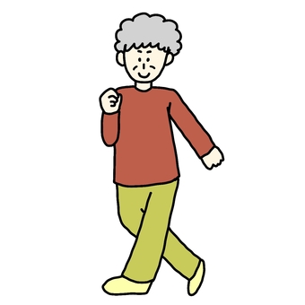 歩くシニア シニア,歩行,人物,全身,シンプル,ウォーキング,運動のイラスト素材
