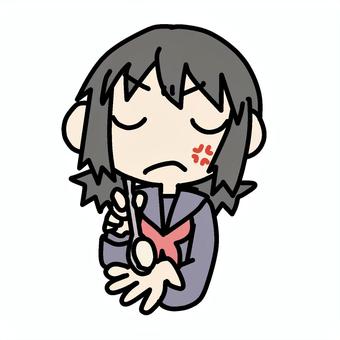 怒ってあーんしてくる学生少女 学生,あーん,怒る,イライラ,ストレス,フラストレーション,不快,不愉快,ムカムカ,疲れのイラスト素材