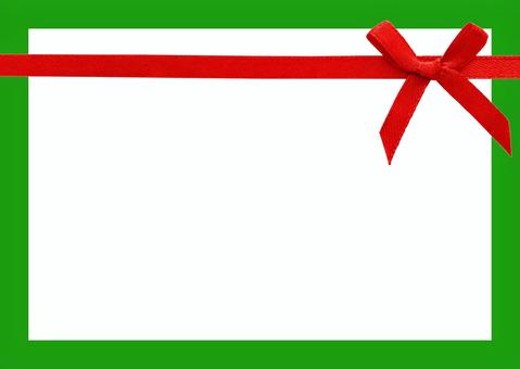 クリスマスギフト風フレーム（赤いリボン） クリスマス,フレーム,リボン,ギフト,グリーティングカード,メッセージカード,冬,シンプル,赤,緑のイラスト素材