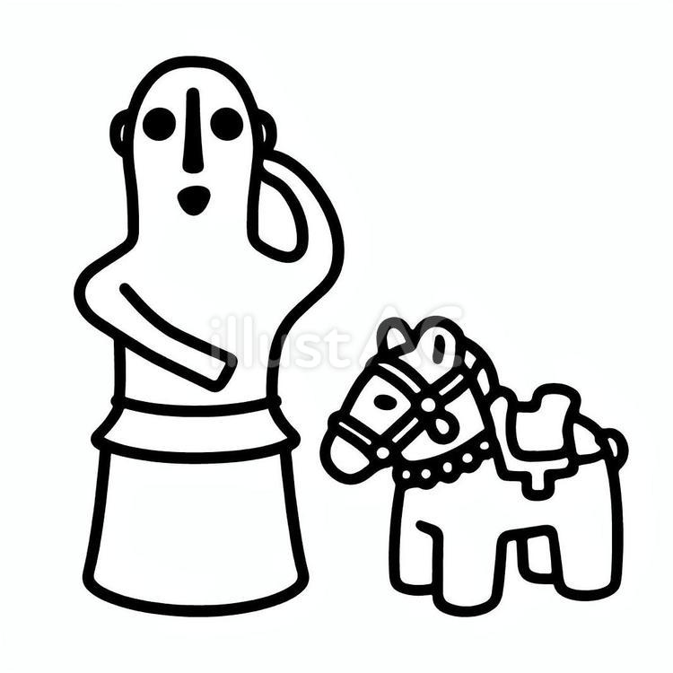 人形と馬形の埴輪 埴輪,人形,馬形のイラスト素材