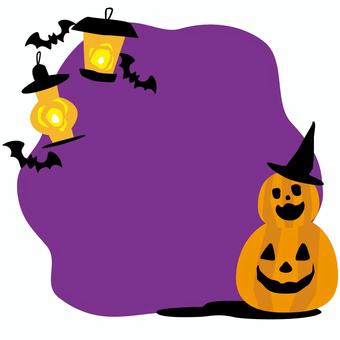ハロウィンのかぼちゃとランタンのフレーム ハロウィン,秋,ジャックオーランタン,ジャックオランタン,10月,カボチャ,イベント,ハロウィーン,行事,コウモリのイラスト素材