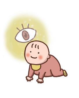 目が見えている赤ちゃん 赤ちゃん,視力,心の目,ずりばい,笑顔のイラスト素材