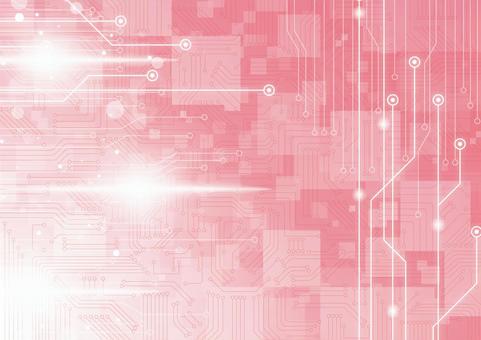 電子回路の可愛いデジタル背景素材 デジタル,電子回路,テクノロジー,基盤,ブロック,光,フレア,スタイリッシュ,ピンク色,背景のイラスト素材