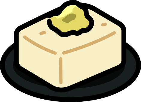 黒の皿の冷奴です。 冷奴,シンプル,豆腐,おろし生姜,トッピング,夏,料理,おつまみ,日本,黒のイラスト素材