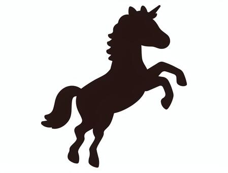 ユニコーン 馬,黒,シルエット,たてがみ,しっぽ,かわいい,シンプル,全身,ベクター,午のイラスト素材