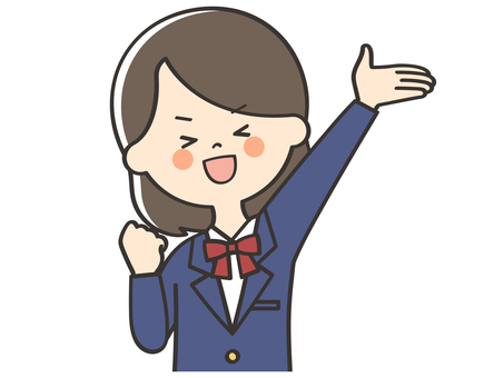 元気いっぱいな女子学生 やる気,頑張る,元気,向上心,ファイト,呼ぶ,声かけ,集客,応援,声援のイラスト素材