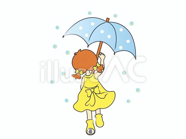 新しい傘と女の子 傘,雨,水玉のイラスト素材