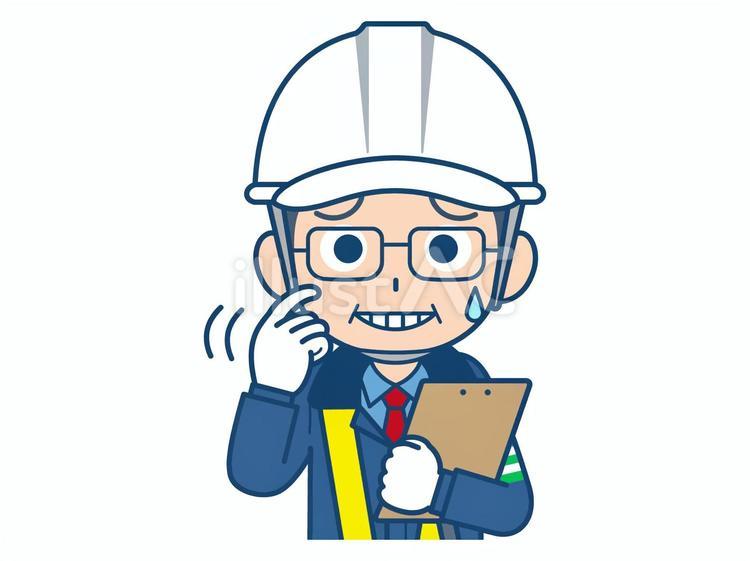 動揺する交通誘導員の中年男性　バインダー 交通誘導員,男性,中年のイラスト素材