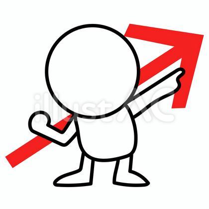 二頭身の白い人の売り上げアップイラスト