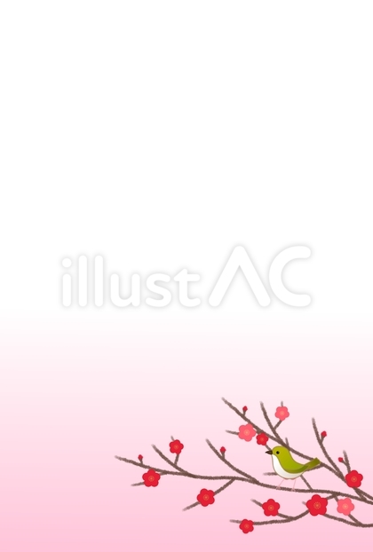 うぐいすと梅の花の年賀状素材