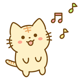 Tabby cat singing into the sky, , JPG, PNG and AI