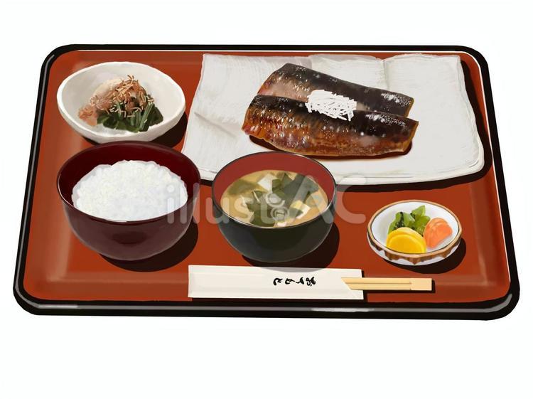 ニシンの甘露煮定食A（朱色お盆付き） ニシン,にしん,甘露煮のイラスト素材