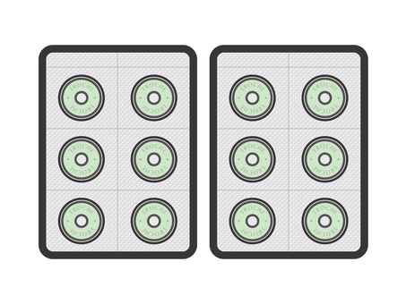薬（トローチ・シート２枚）02-02 薬,トローチ,喉,ブリスターパック,ptpシート,薬局,病院,病気,治療,アイコンのイラスト素材