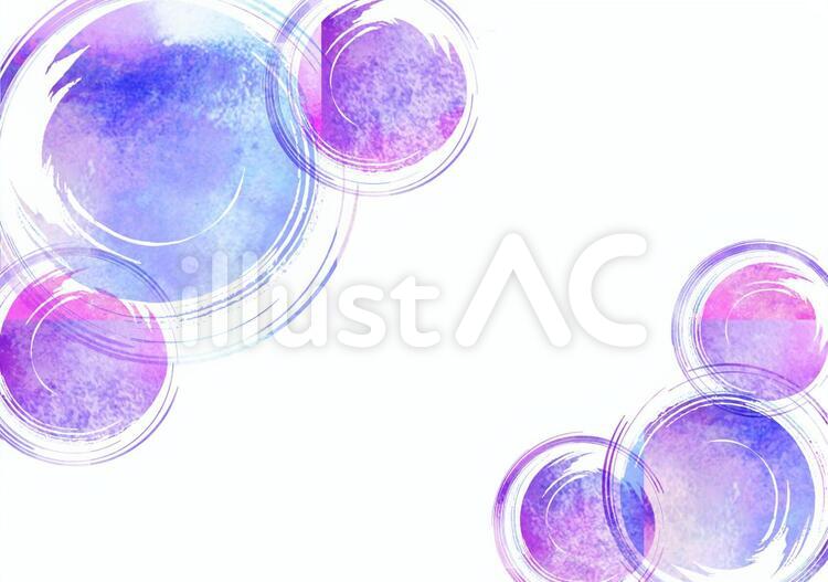 和風_水彩_パープル_筆模様2229 水彩,円,筆のイラスト素材