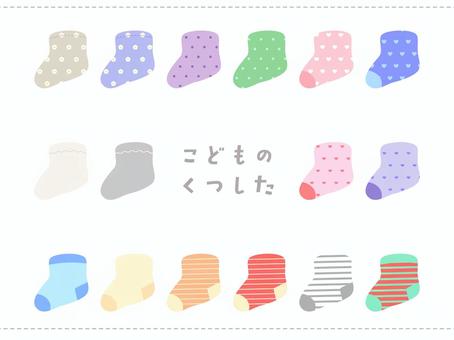 こどものくつしたセット こどものくつしたセット 靴下,生活,キッズ,ファッション,子供,ソックス,白背景,カラフル,セット,洋服のイラスト素材