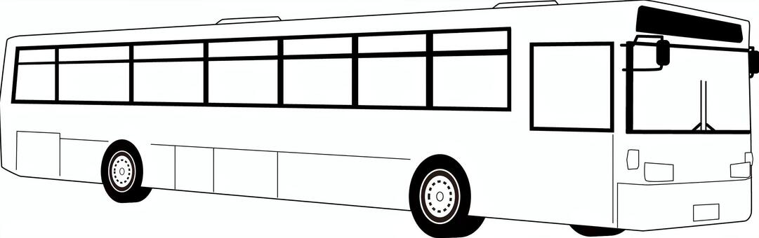 路線バス　 路線バス,走行,公共交通,車体,斜め,大型,線画,白黒のイラスト素材