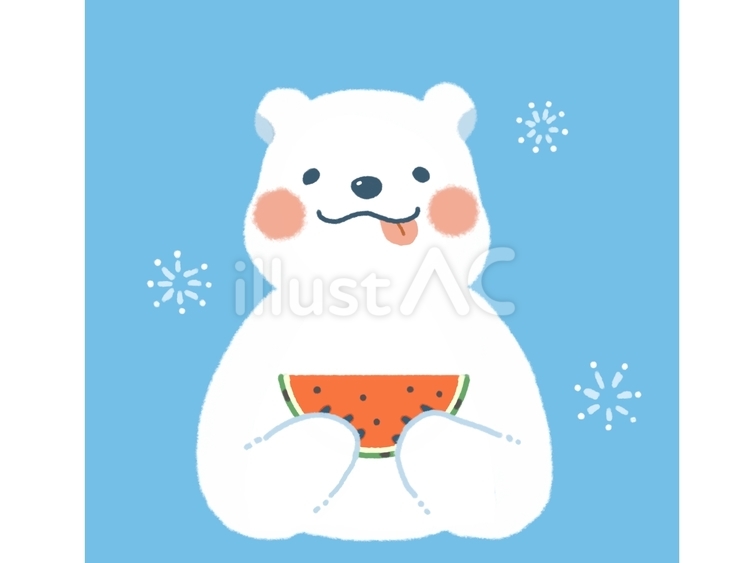 スイカがおいしいふんわりシロクマ 動物,生き物,クマのイラスト素材
