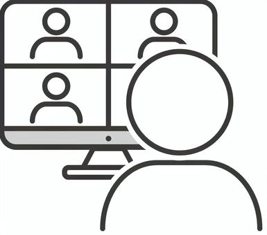 シンプルなWEB会議のアイコン【複数人】 web会議,オンライン会議,リモートワーク,在宅勤務,テレワーク,ビジネス,ミーティング,打ち合わせ,ウェビナー,複数人のイラスト素材