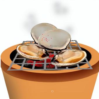 はまぐり、炭焼き。 はまぐり,炭焼き,貝,炭火,香ばしい,食べ物のイラスト素材
